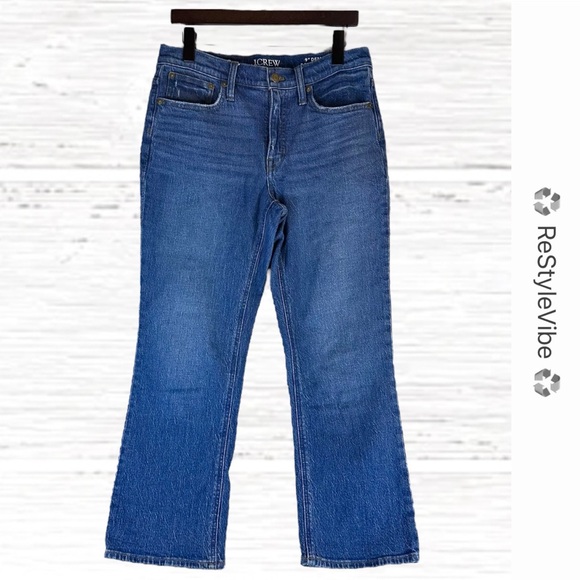 J CREW Women’s Size 28 Denim Jeans 9” Demi Boot Crop Style Fit Stretch - Picture 1 of 13